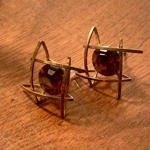 Unique rare modernist vintage amber colored stone studs